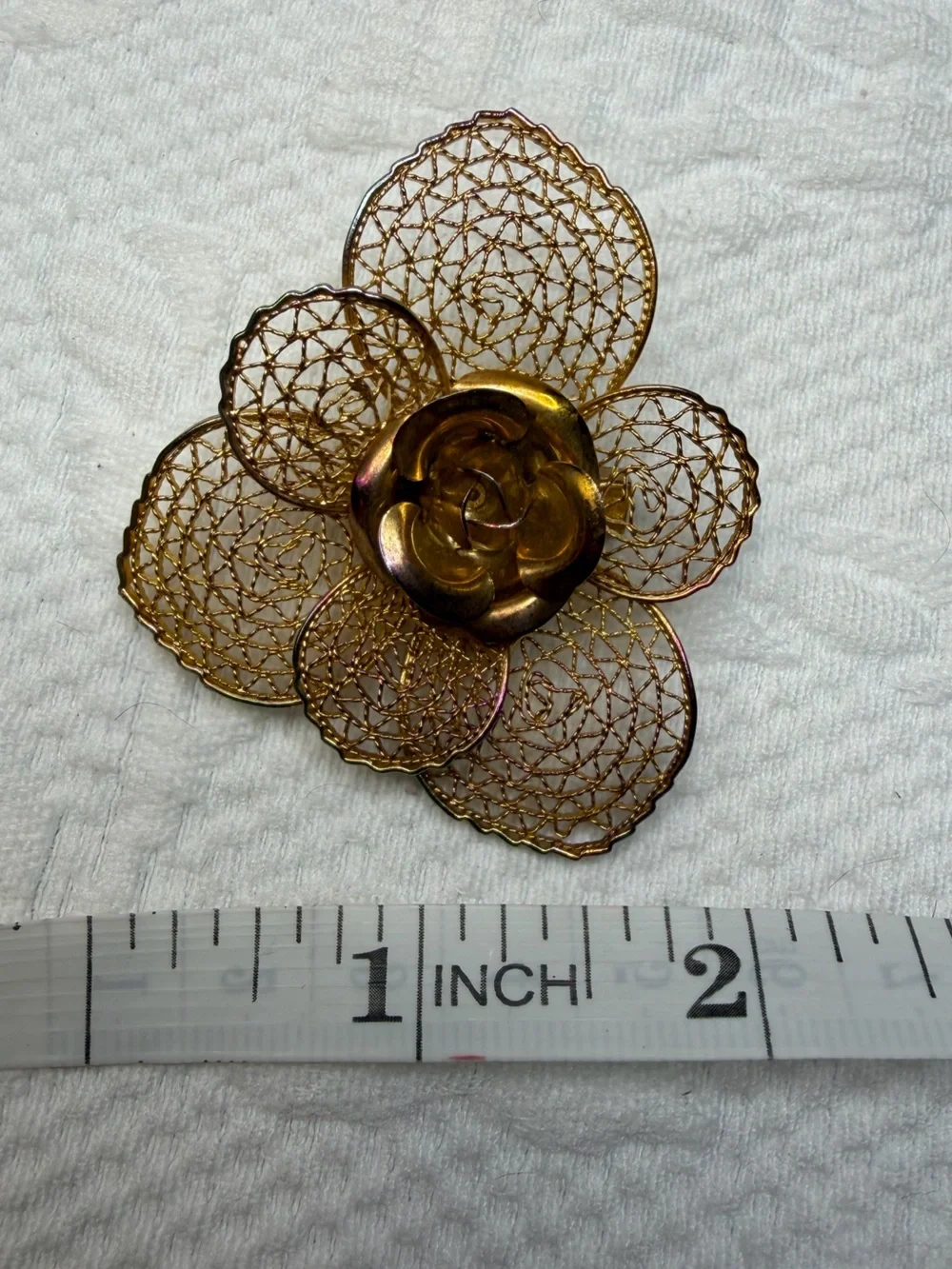Vintage Gold Floral Filigree Brooch